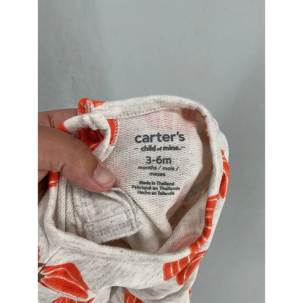 Carter's Baby Girl Dress Set Pumpkin Print Gray Orange 3-6M